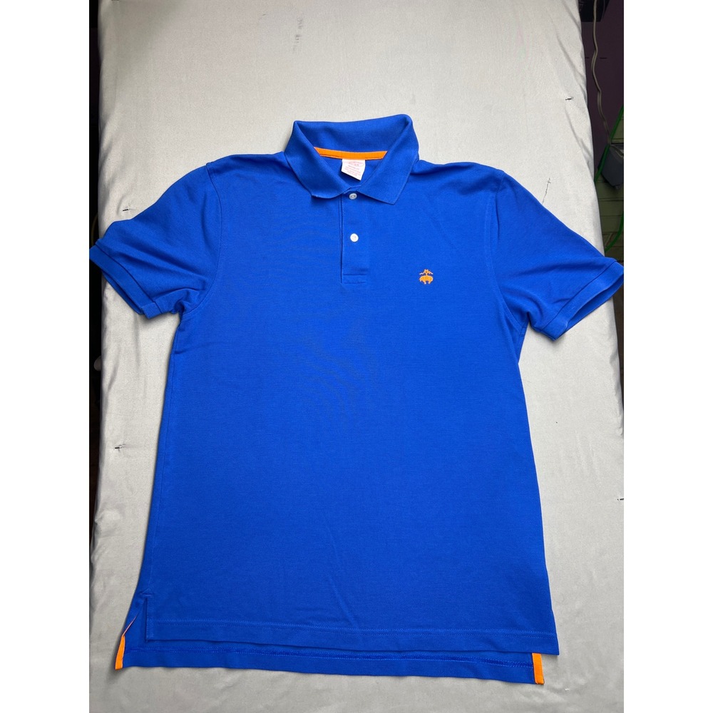 Brooks Brothers Performance Polo Shirt Mens Medium Blue Orange Supima Cotton
